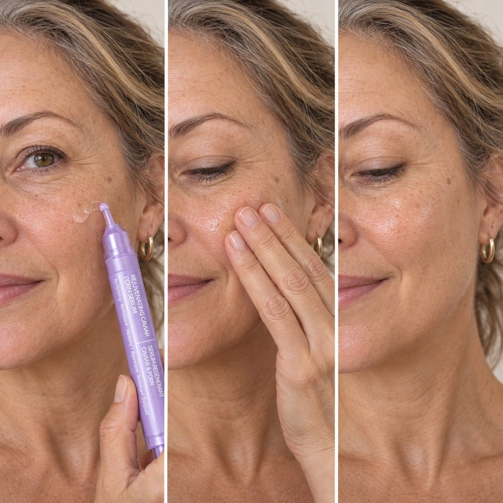 Applying the Sylvie pen: bead, press in, dewy finish