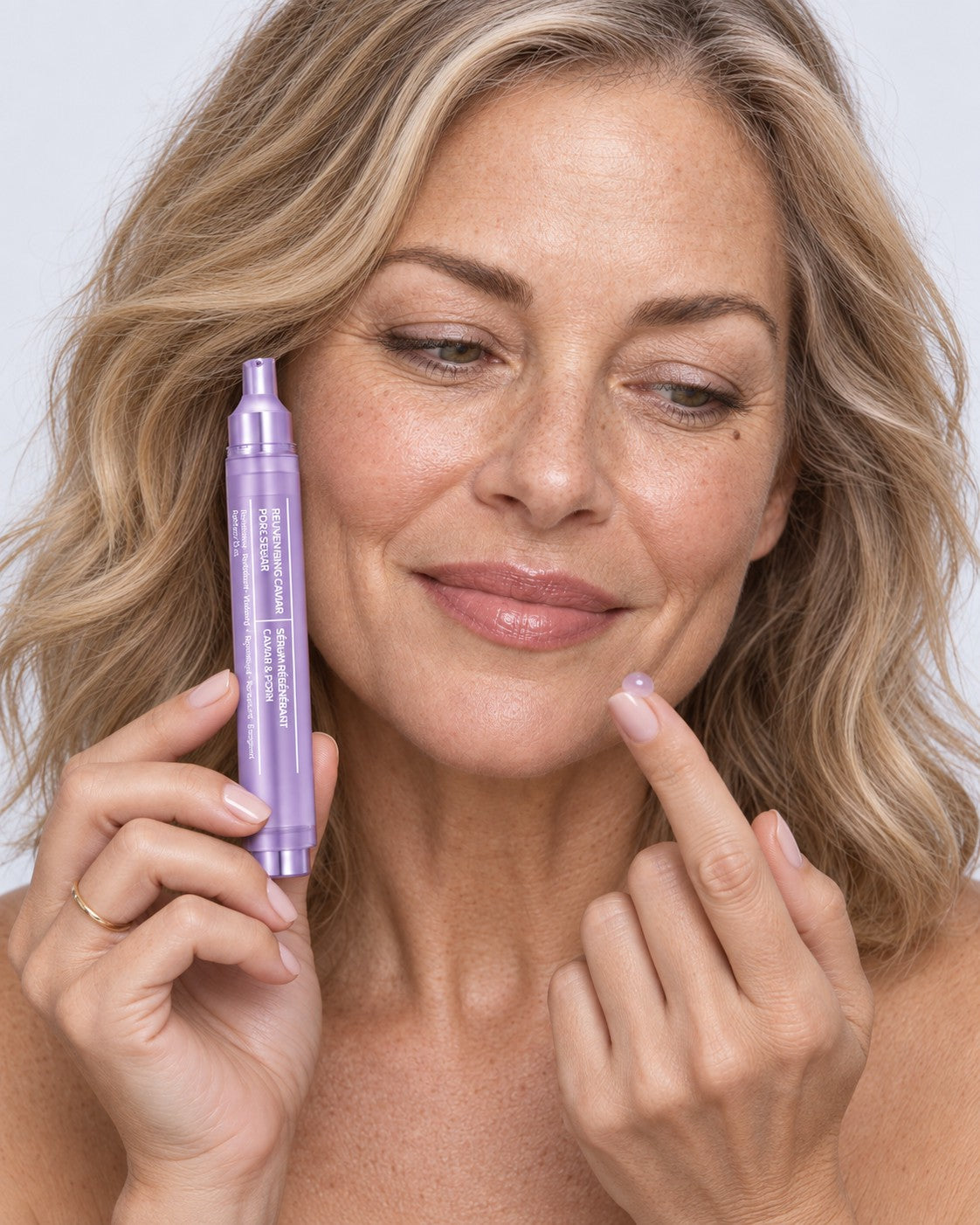 Three pumps of serum on a fingertip